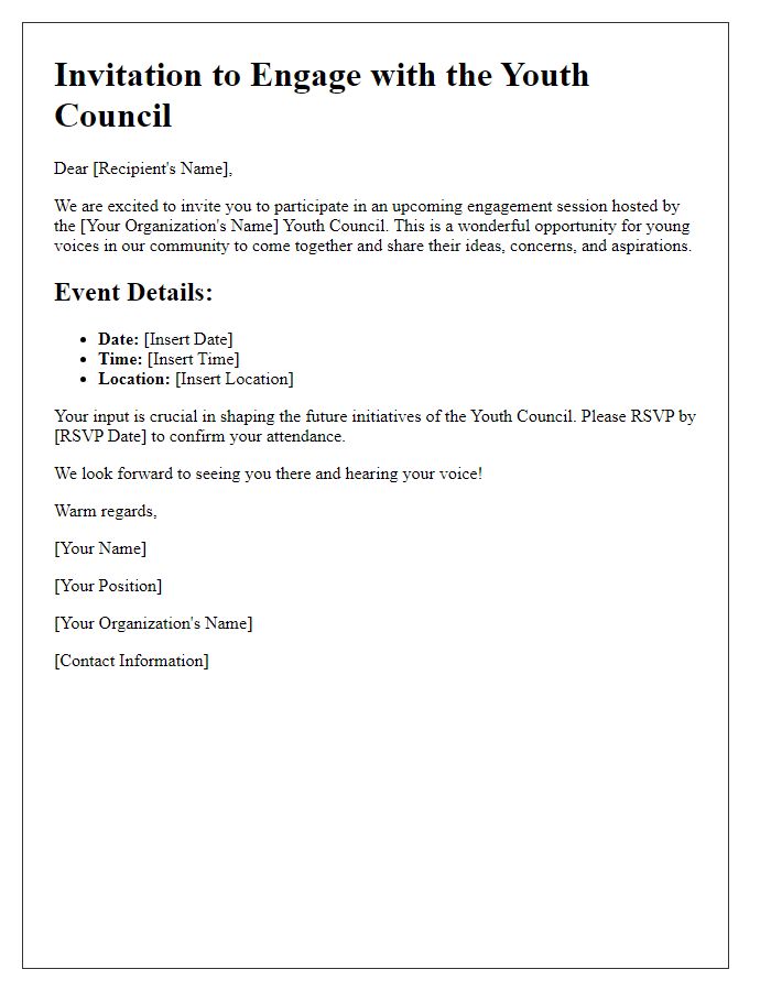 Letter template of Youth Council Engagement Invitation