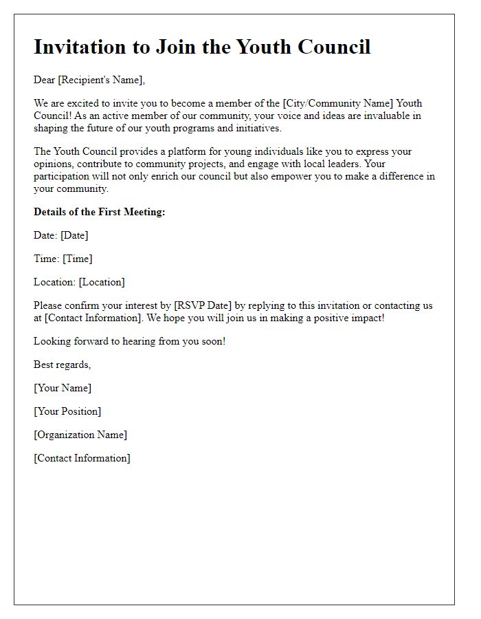 Letter template of Youth Council Membership Invitation