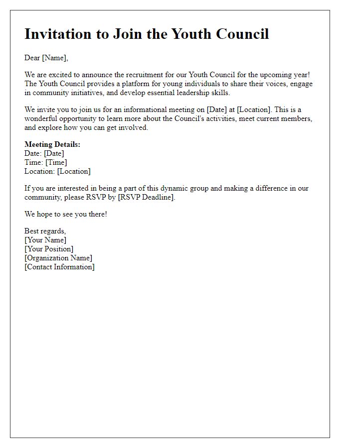 Letter template of Youth Council Recruitment Invitation