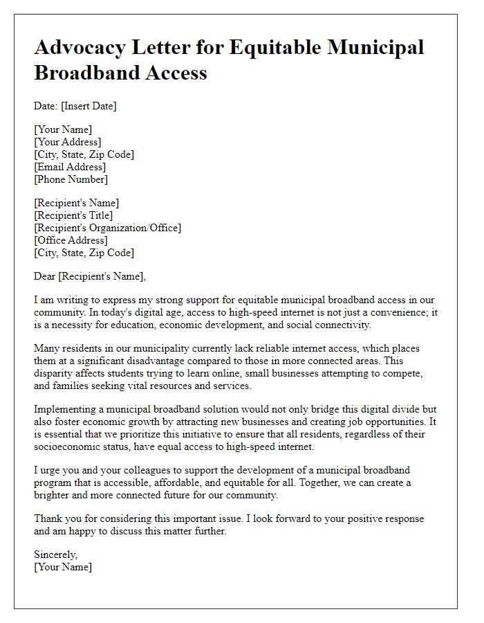 Letter template of advocacy for equitable municipal broadband access