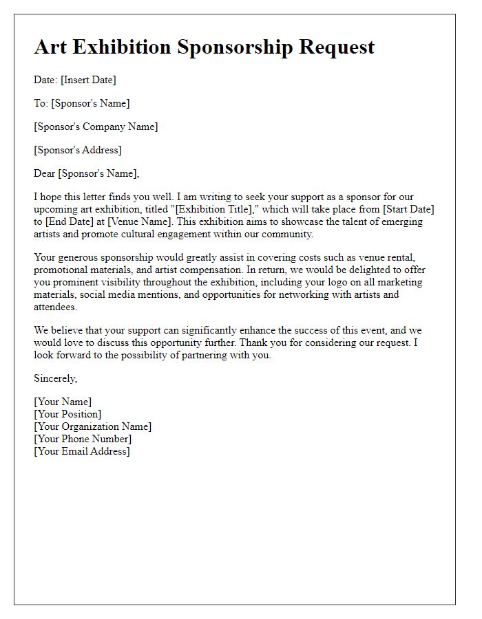 Letter template of art exhibition sponsorship request