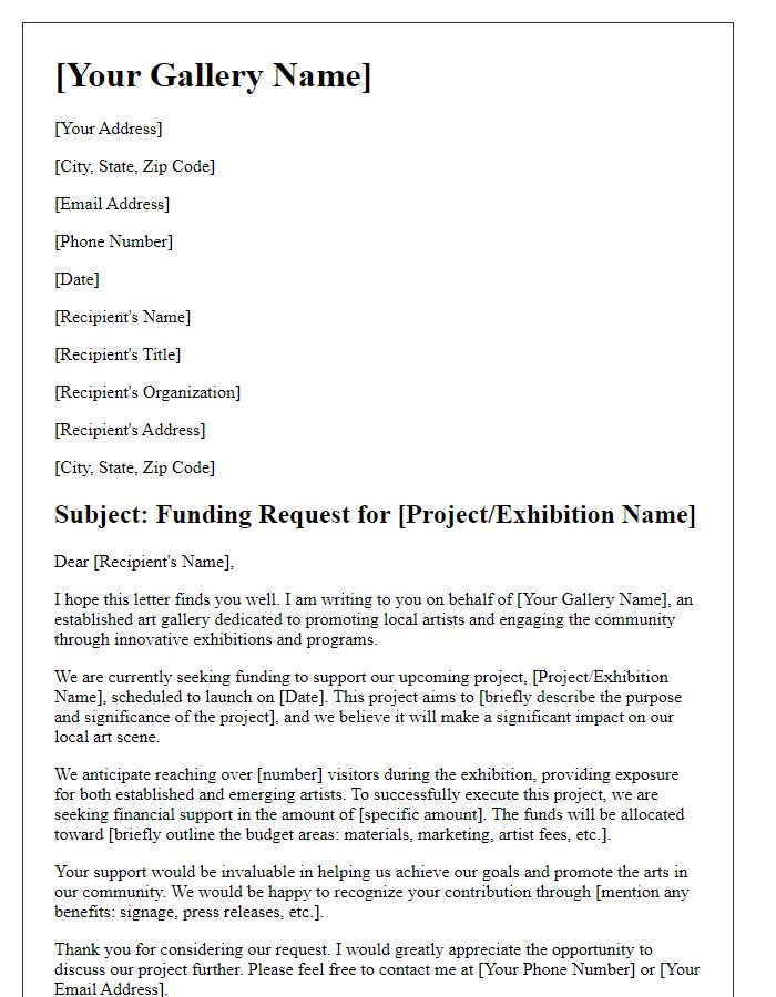 Letter template of gallery funding request