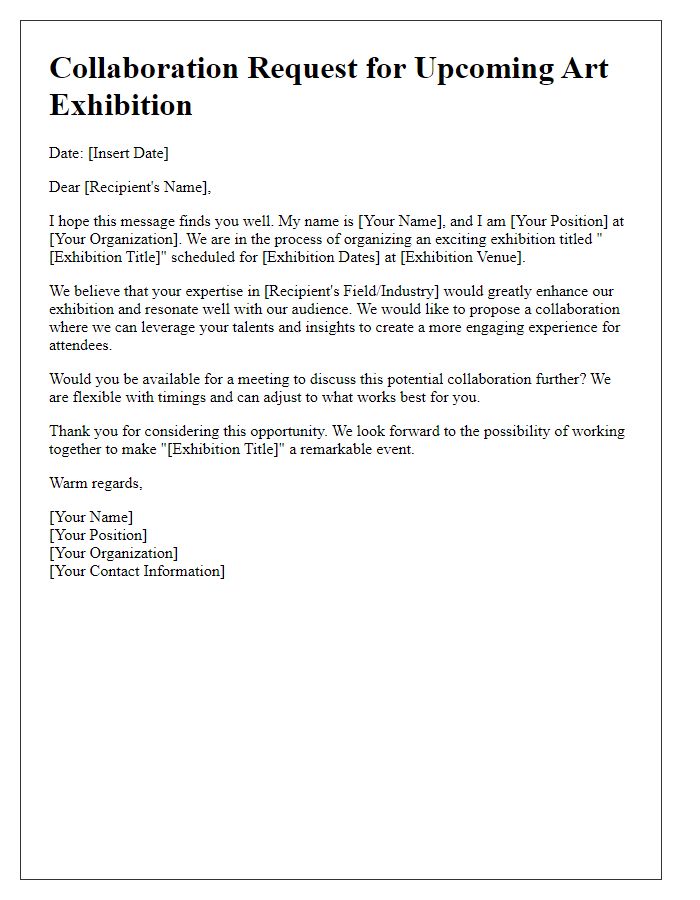 Letter template of exhibition collaboration request