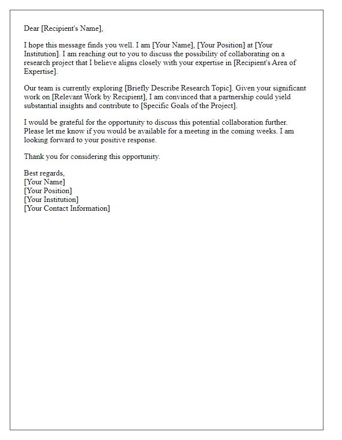 Letter template of research collaboration invitation