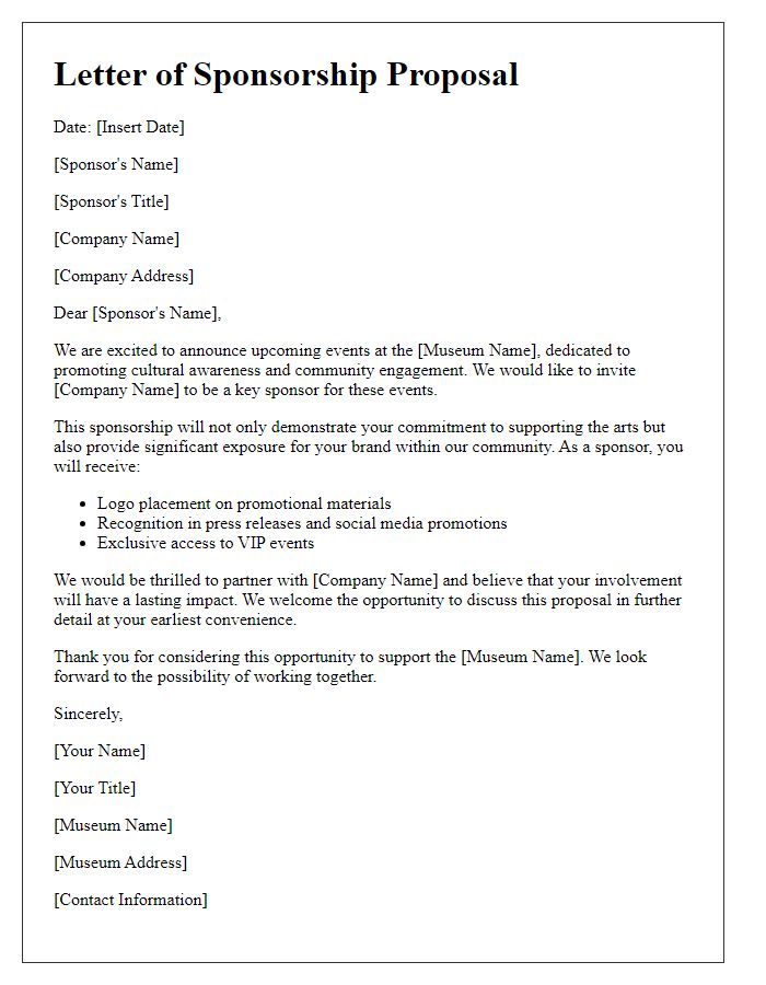 Letter template of sponsorship proposal for museum events