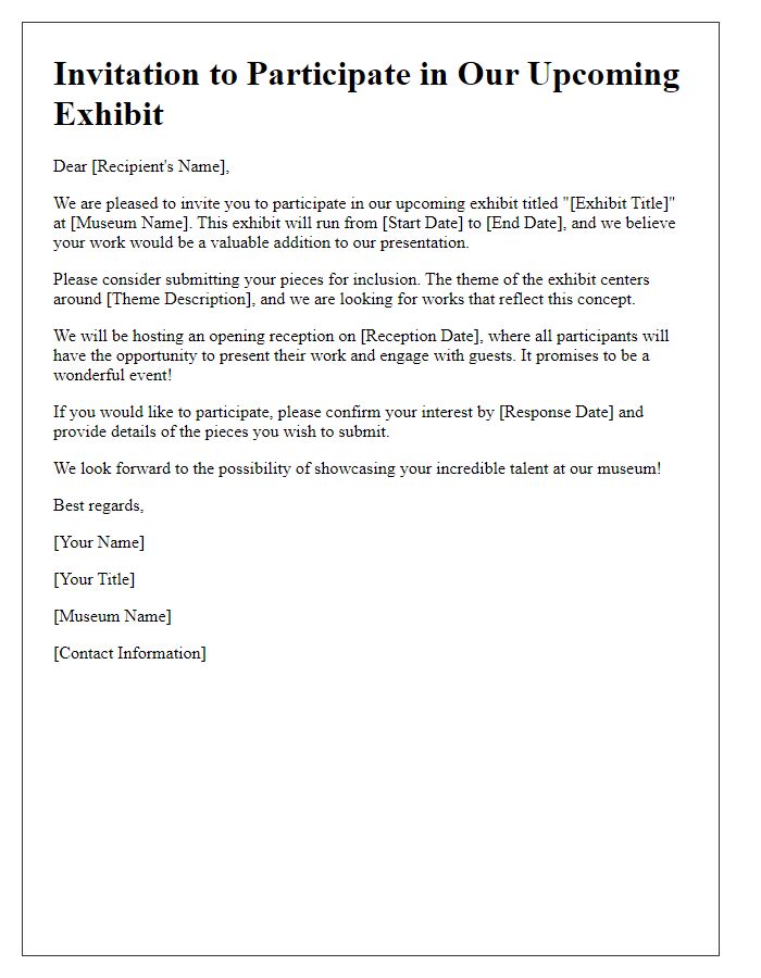 Letter template of museum exhibit participation invitation