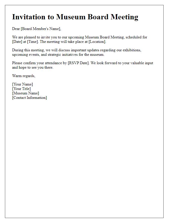 Letter template of invitation for museum board meeting