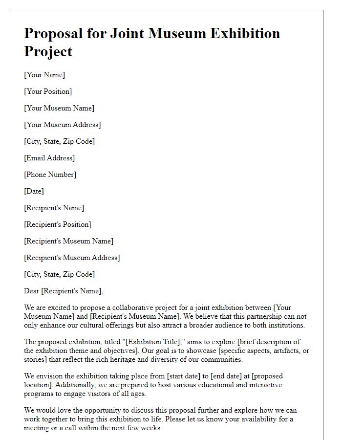 Letter template of proposal for joint museum exhibition project