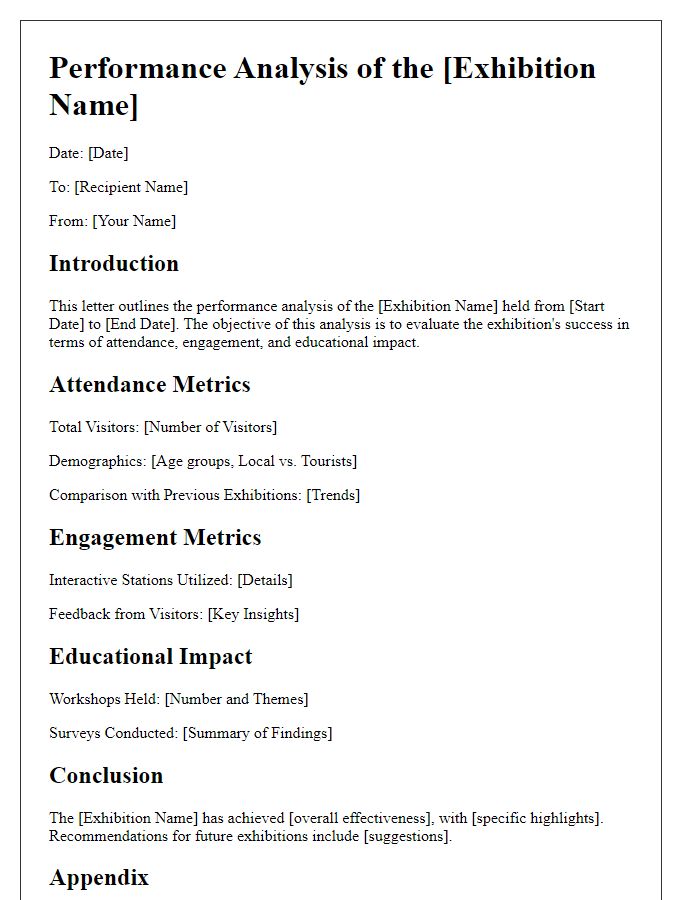 Letter template of museum exhibition performance analysis