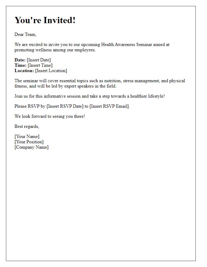 Letter template of health awareness seminar invitation for corporate employees