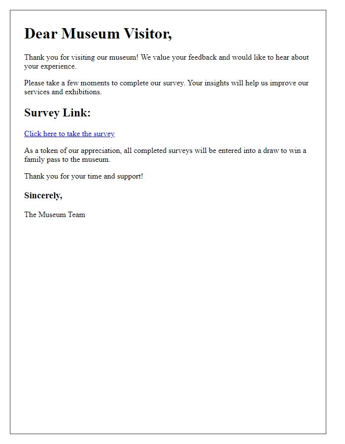 Letter template of museum attendee experience survey