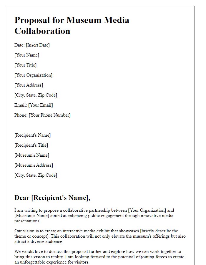 Letter template of proposal for museum media collaboration