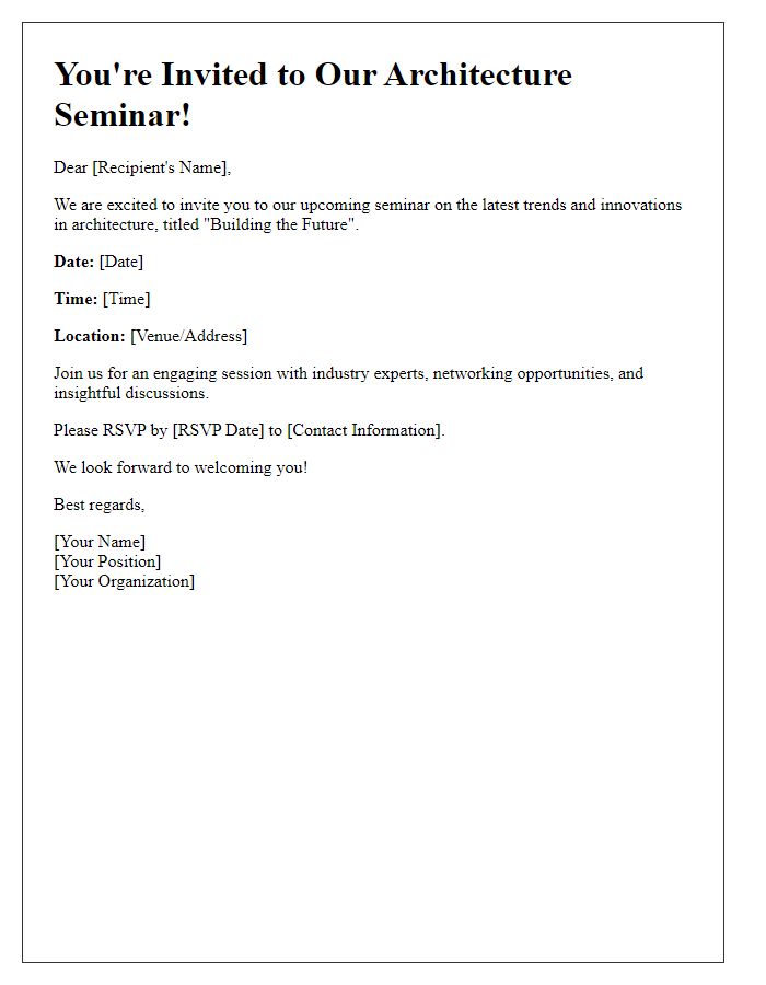 Letter template of architecture seminar invitation