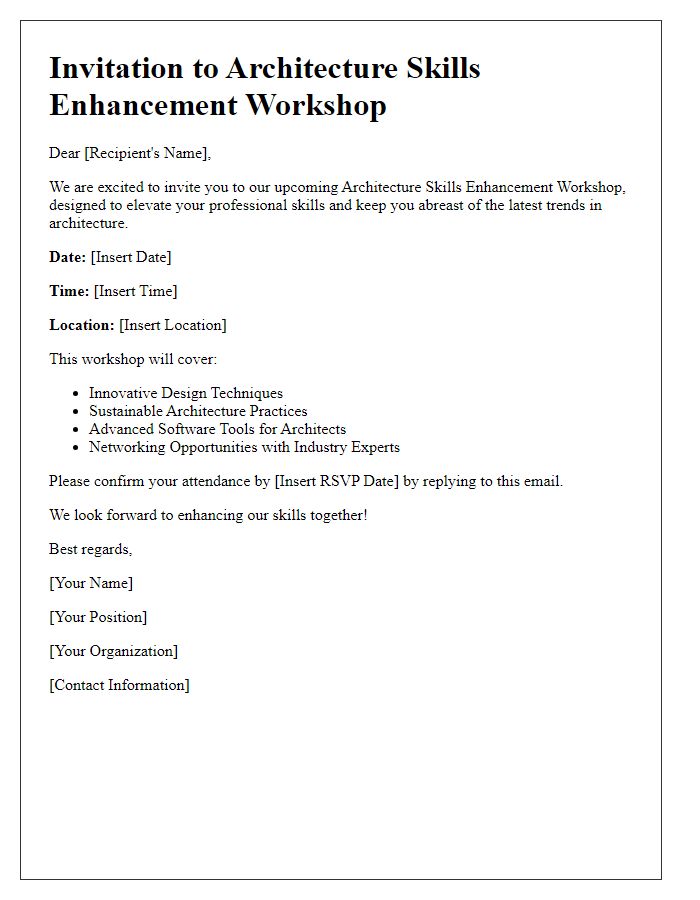 Letter template of architecture skills enhancement workshop