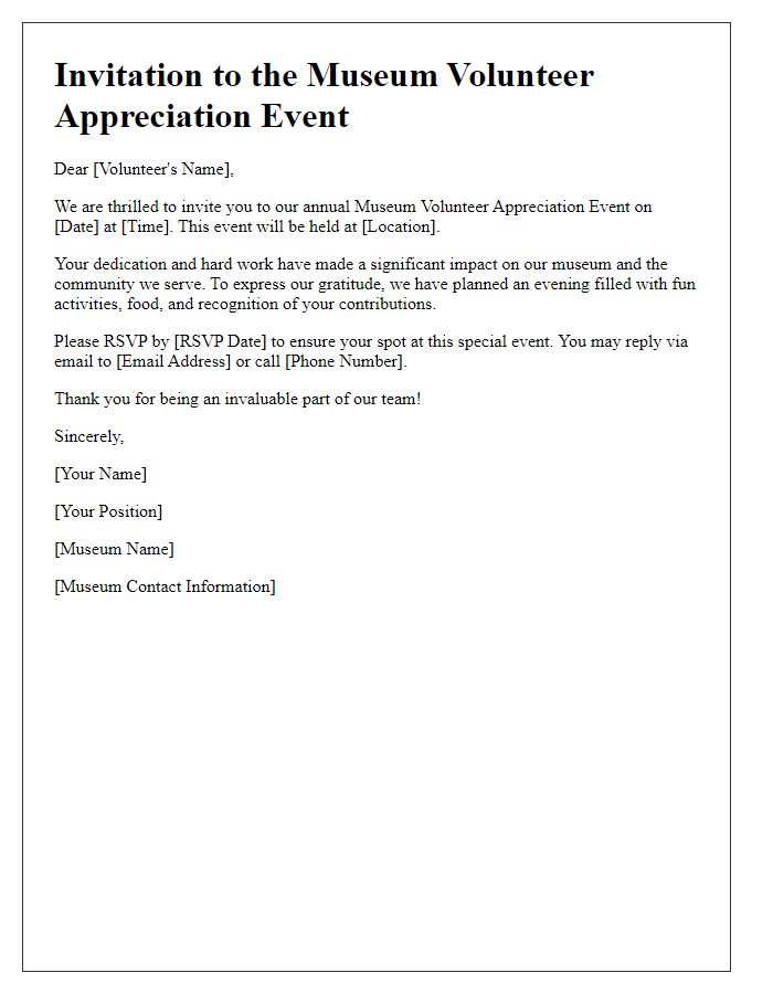 Letter template of museum volunteer appreciation event