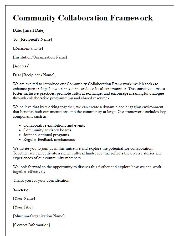 Letter template of Community Collaboration Framework for Museums