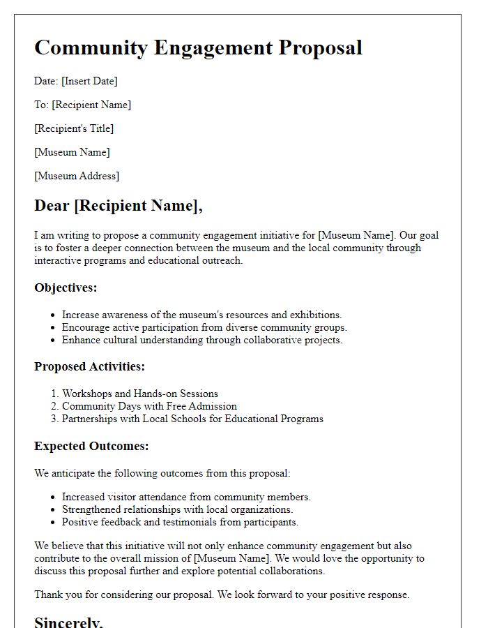 Letter template of Community Engagement Proposal for Museums