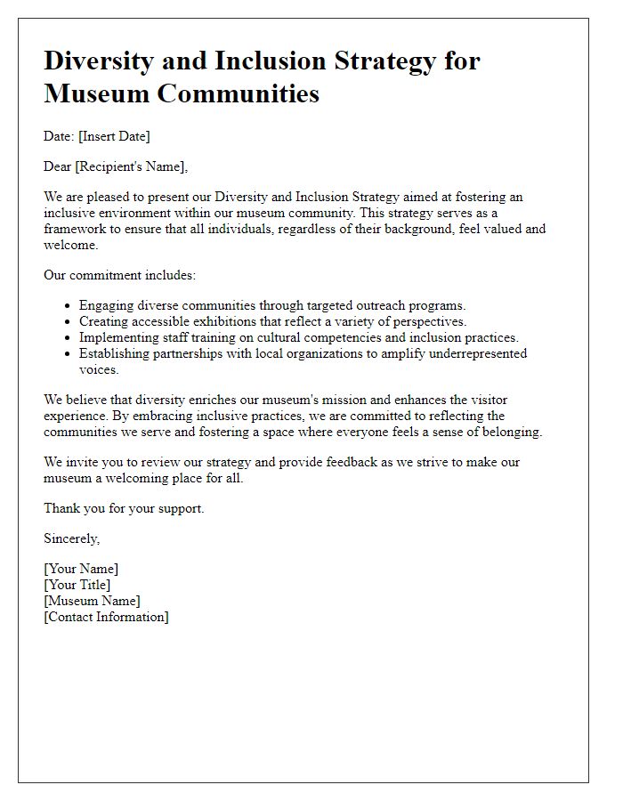 Letter template of Diversity and Inclusion Strategy for Museum Communities