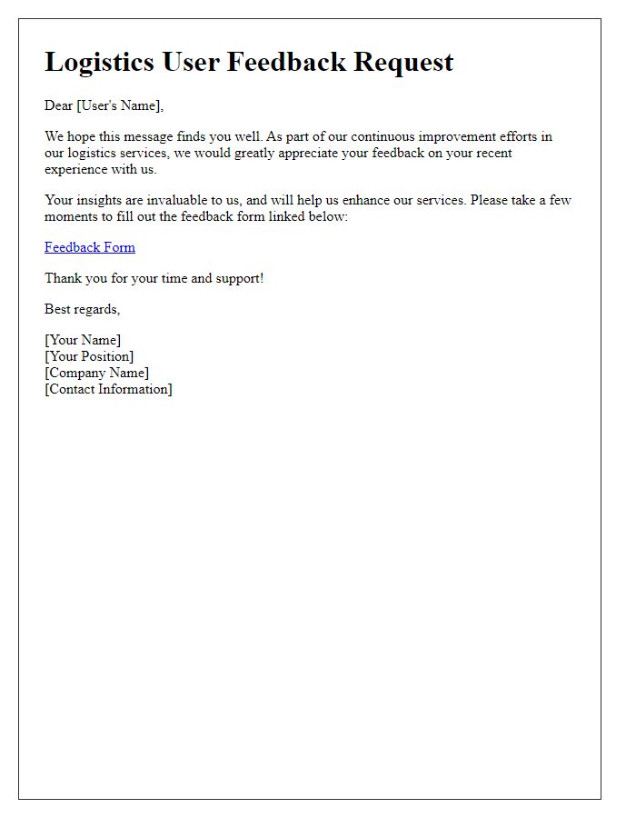 Letter template of logistics user feedback collection