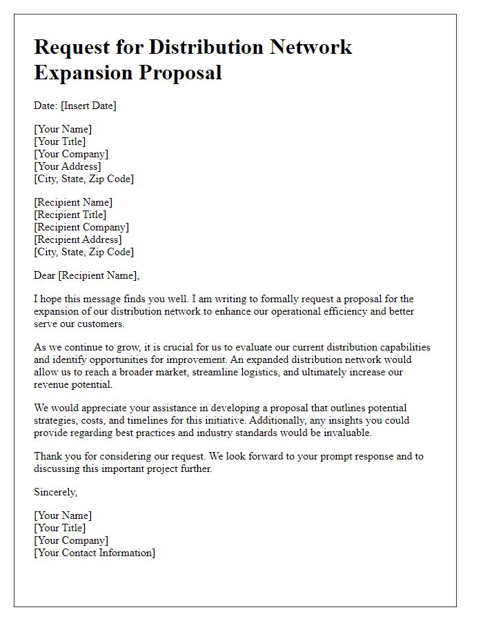 Letter template of request for distribution network expansion proposal