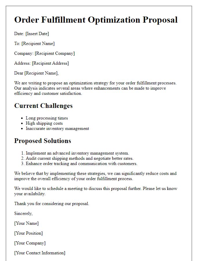Letter template of order fulfilment optimization