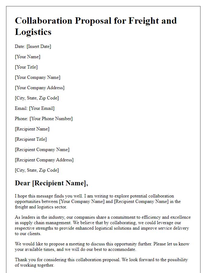 Letter template of freight and logistics collaboration