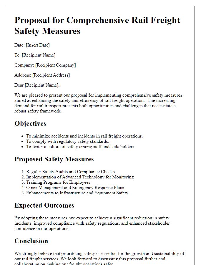 Letter template of comprehensive rail freight safety measures proposal