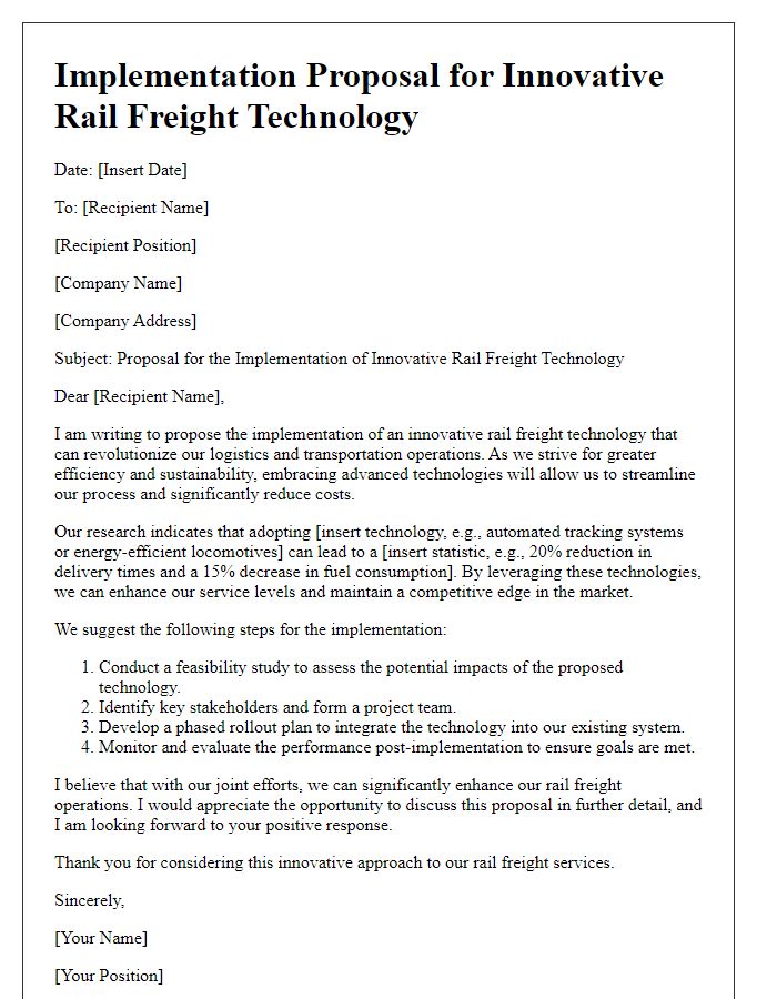 Letter template of innovative rail freight technology implementation