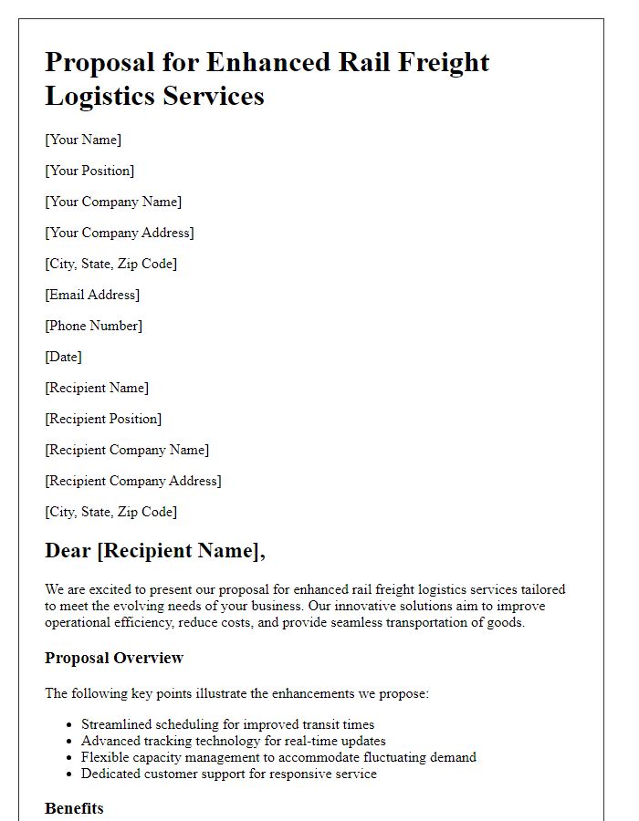 Letter template of proposal for enhanced rail freight logistics services