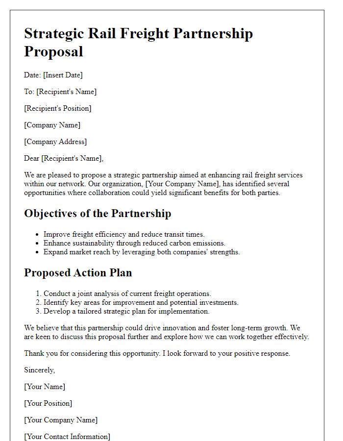 Letter template of strategic rail freight partnership proposal