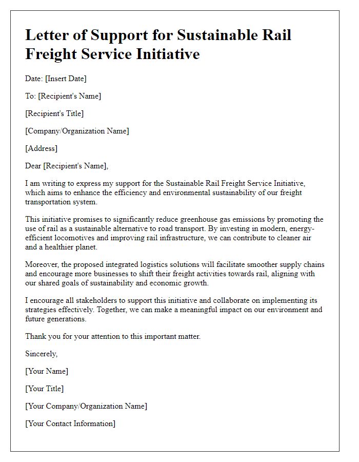 Letter template of sustainable rail freight service initiative