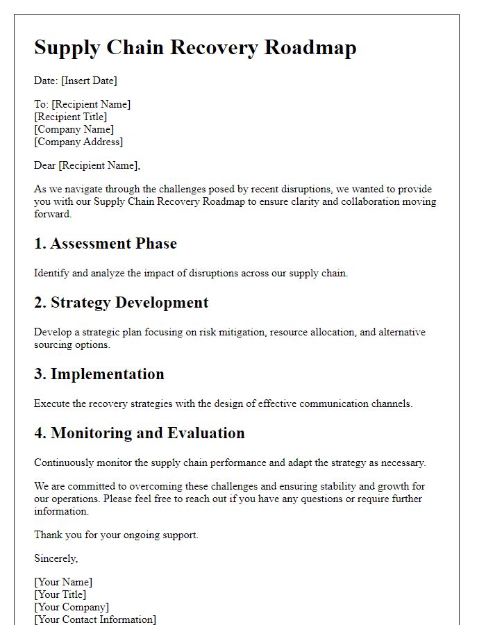 Letter template of supply chain recovery roadmap