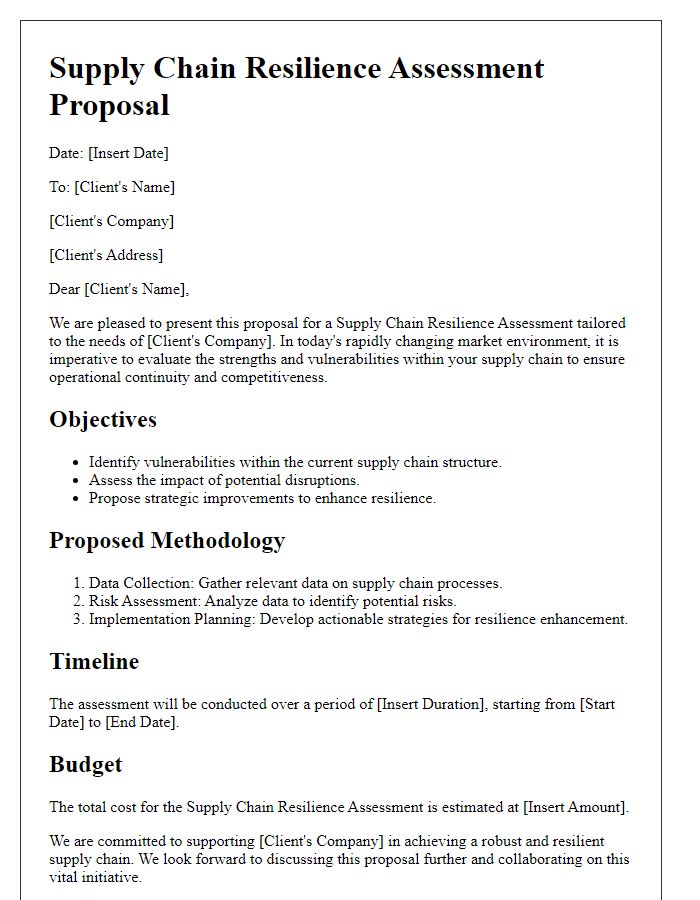 Letter template of supply chain resilience assessment proposal