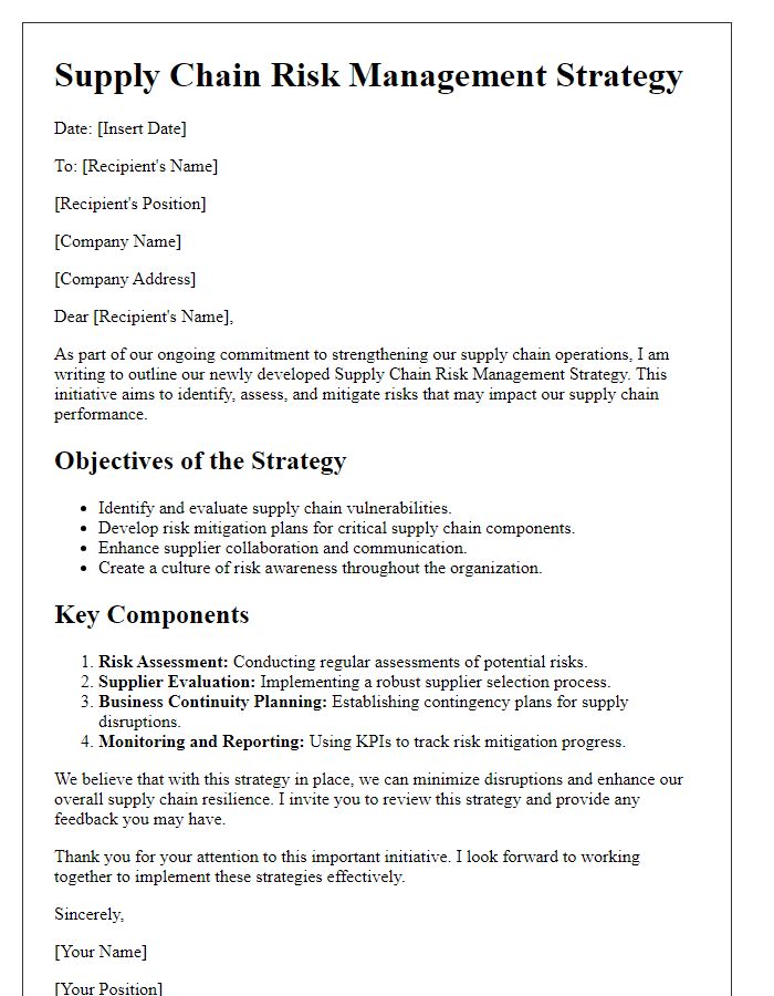 Letter template of supply chain risk management strategy