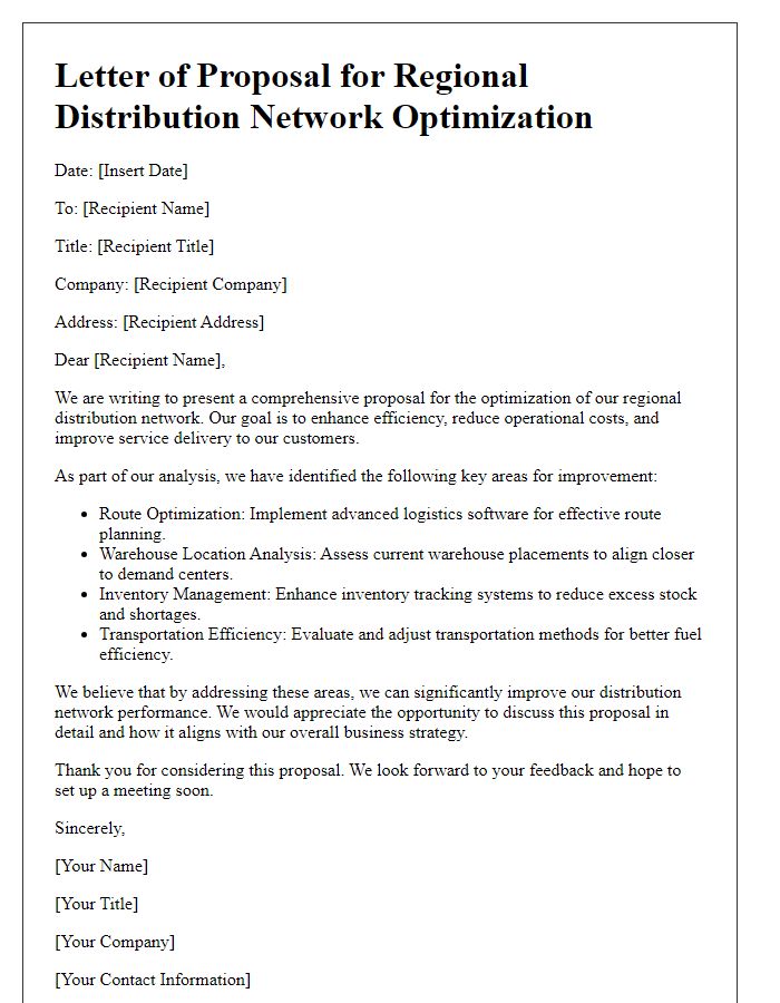 Letter template of regional distribution network optimization