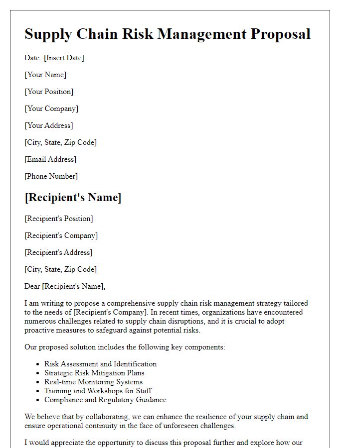 Letter template of supply chain risk management proposal