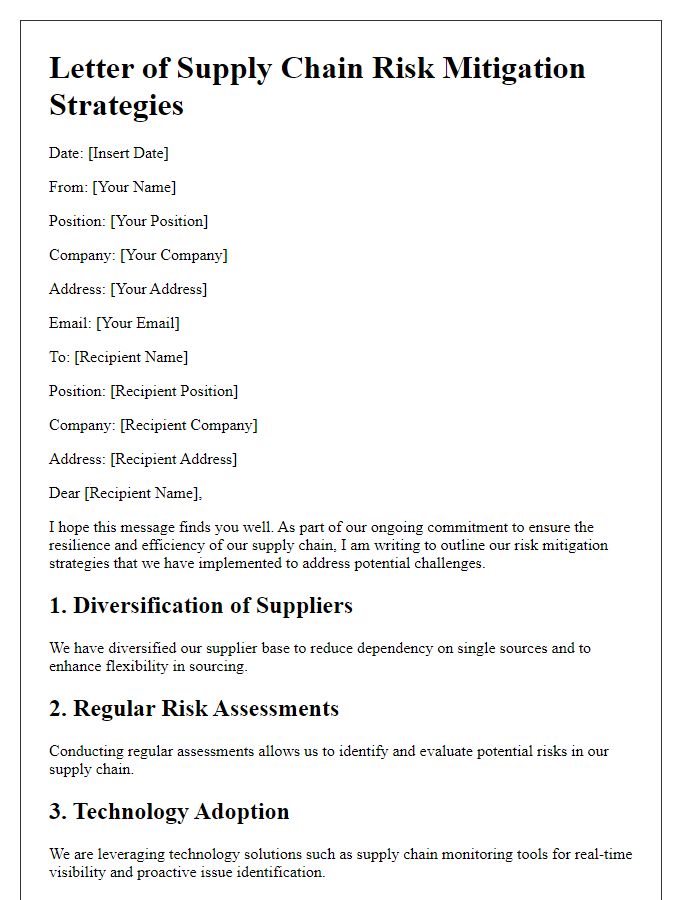 Letter template of supply chain risk mitigation strategies