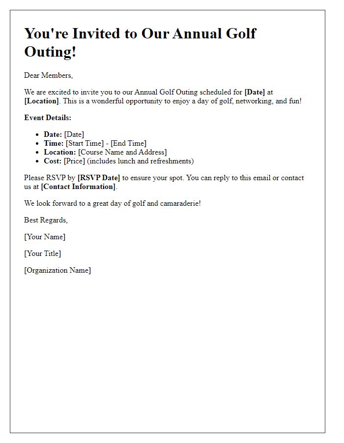 Letter template of golf outing invitation for members