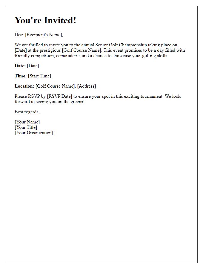 Letter template of senior golf championship invitation