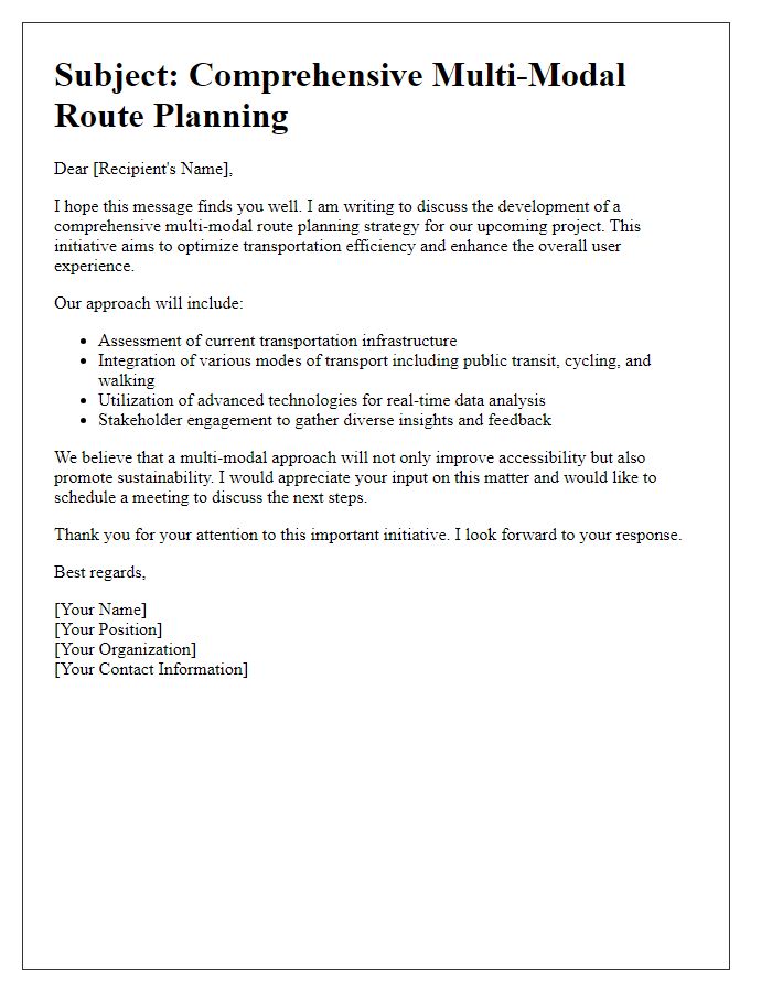 Letter template of comprehensive multi-modal route planning