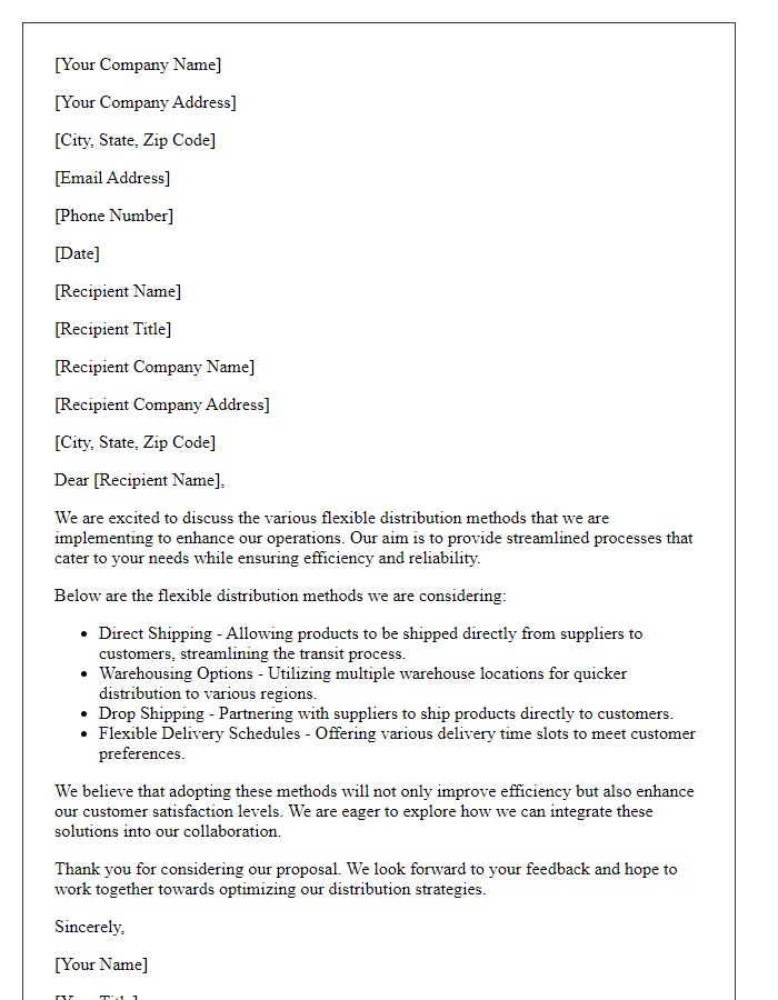 Letter template of flexible distribution methods for your operation.