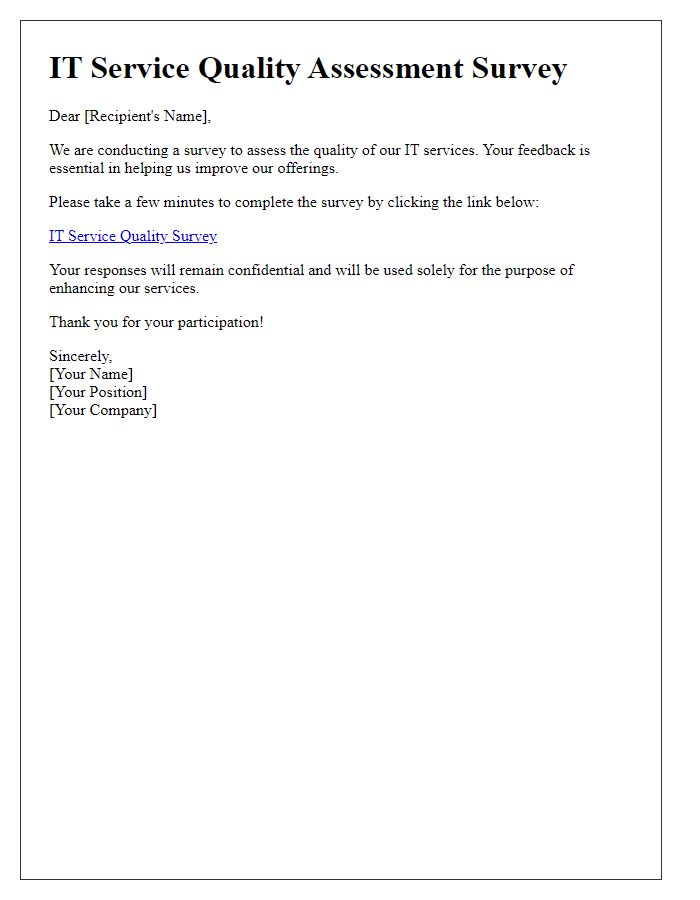 Letter template of IT service quality assessment survey.