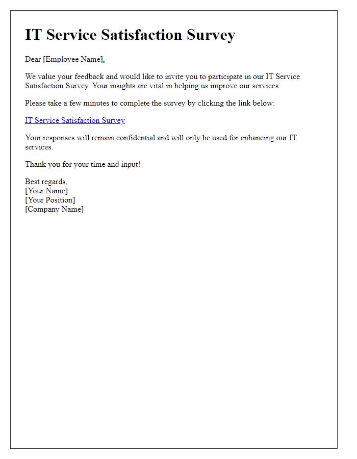 Letter template of IT service satisfaction survey.