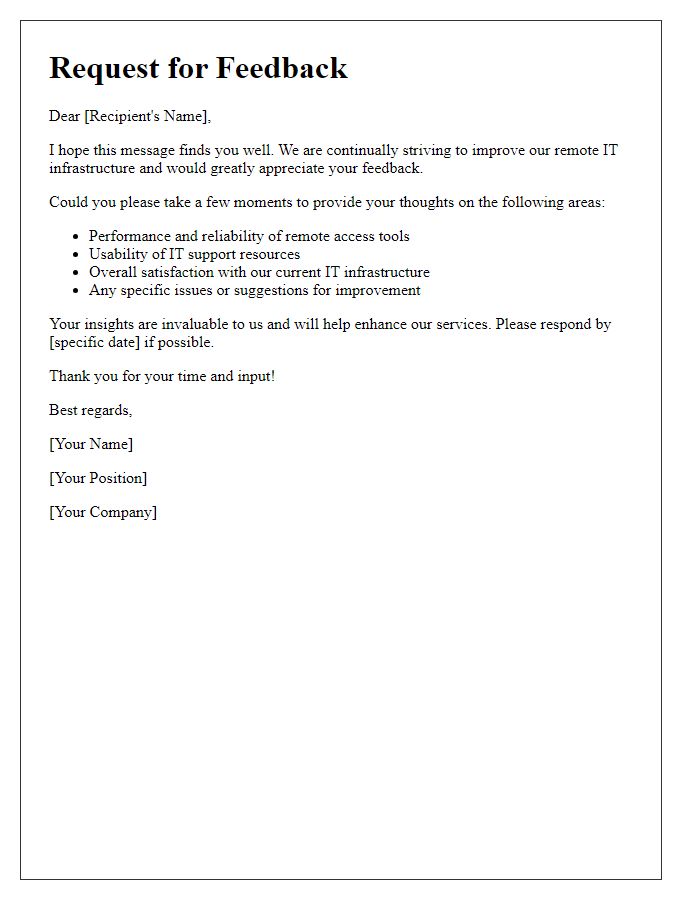 Letter template of feedback request on remote IT infrastructure