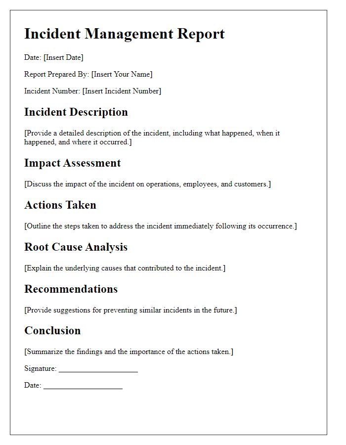 Letter template of incident management report