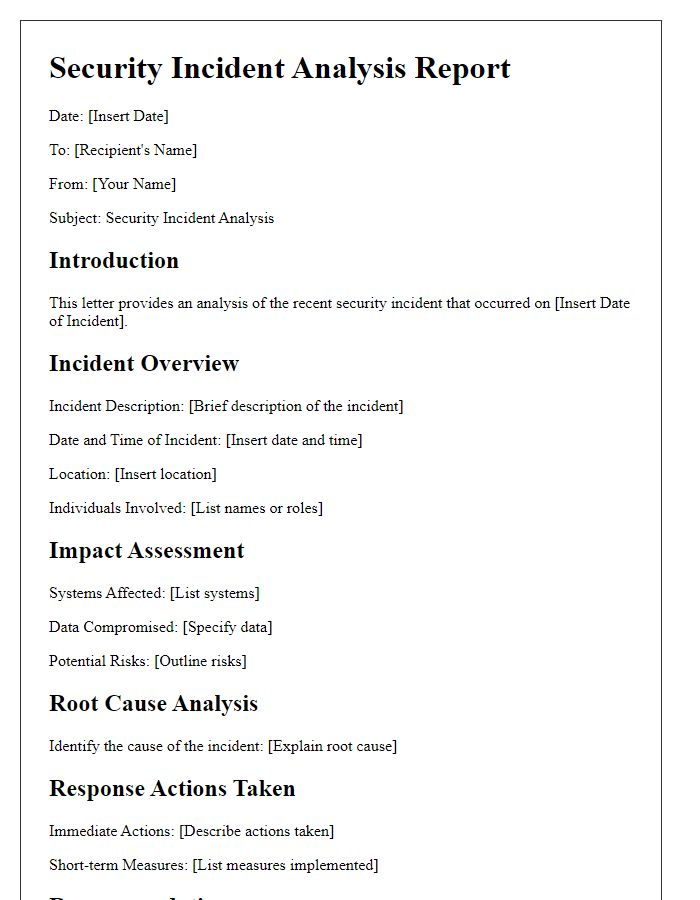 Letter template of security incident analysis