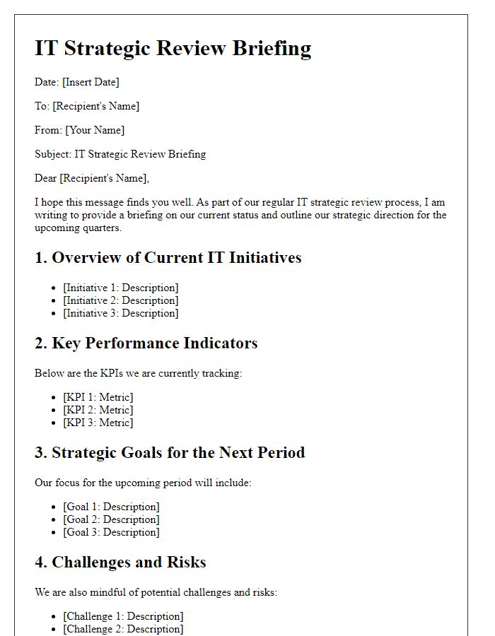 Letter template of IT strategic review briefing