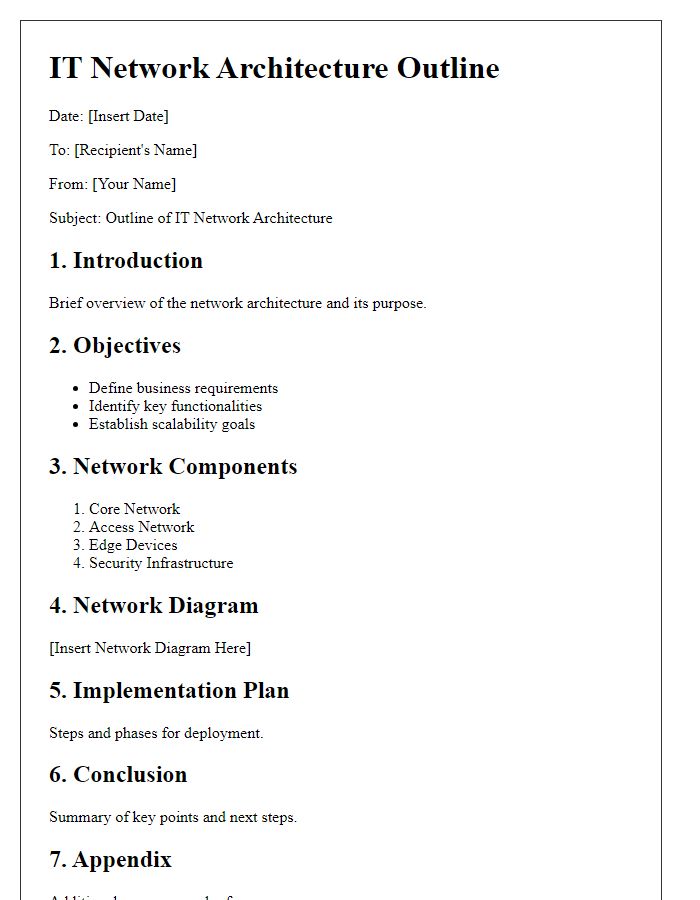 Letter template of IT network architecture outline