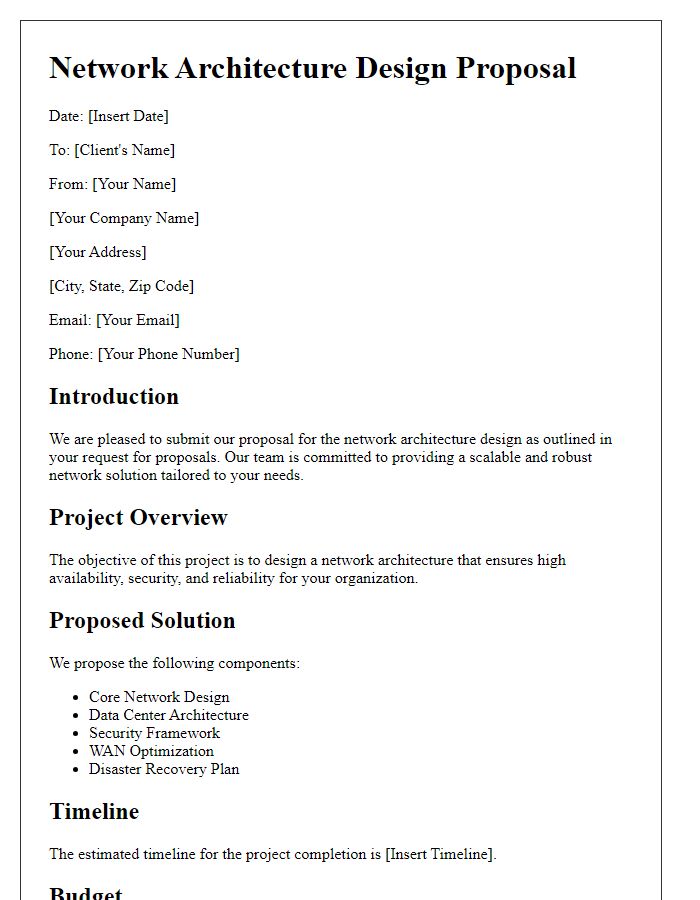 Letter template of network architecture design proposal