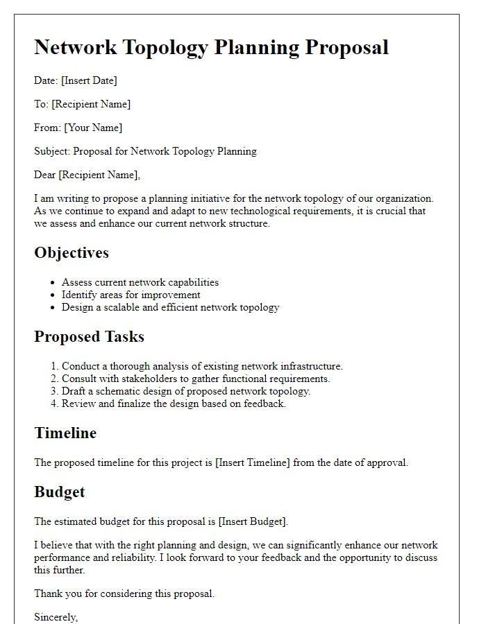 Letter template of network topology planning proposal